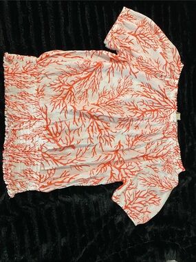 MICHAEL Michael Kors White Top with Orange Coral Print